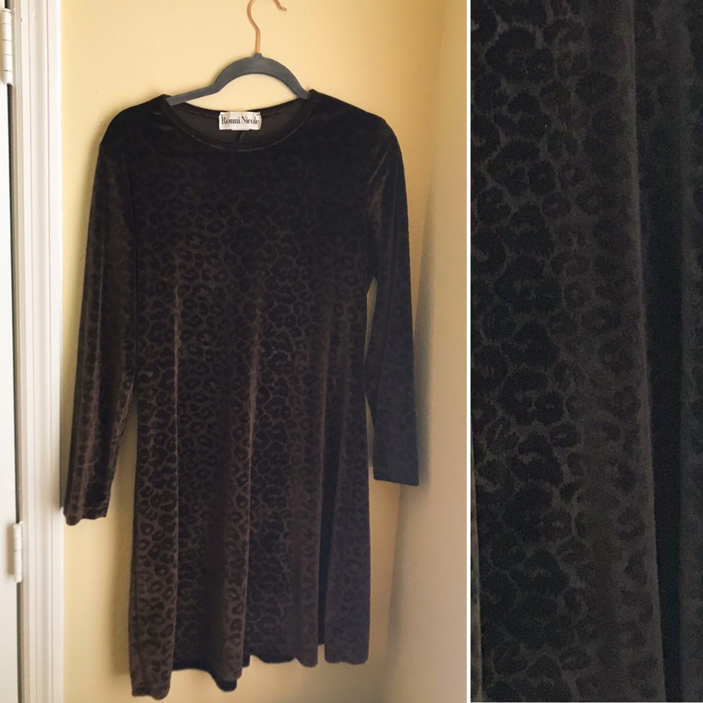 Retro Velvety Cheetah Print Dress
